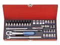 ZESTAW NASADEK 3/8'' 34cz. KRÓTKIE 6-kąt. 6 - 19mm, E4 - E18, T8 - T40 Z AKCESORIAMI King Tony 3534MR