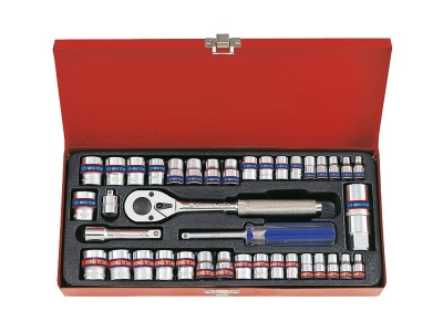 ZESTAW NASADEK 1/4'' + 3/8'' 39cz. KRÓTKIE 12-kąt. 9 - 19mm, CALOWE 3/8 - 3/4'', 6-kąt. 4,5 - 12mm, CALOWE 3/16 - 1/2'' Z AK King Tony 5039CR