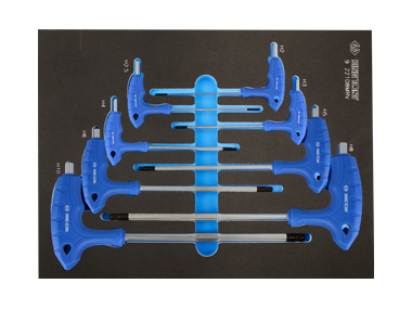 ZESTAW IMBUSÓW Z UCHWYTEM ''L'' 8szt. HEX / HEX Z KULKĄ 2 - 10mm, WKŁAD Z PIANKI DO WÓZKA King Tony 9-22108MRV