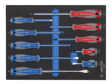 ZESTAW WKRĘTAKÓW 10 cz. KRZYŻAK + PŁASKIE, WKŁAD Z PIANKI, DO WÓZKA King Tony 9-31110MRV