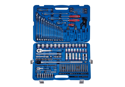 ZESTAW NASADEK 1/4''+1/2'' 153cz. 4 -32mm 6-kąt. Z AKCESORIAMI, CHROM W WALIZCE King Tony 7553MR01
