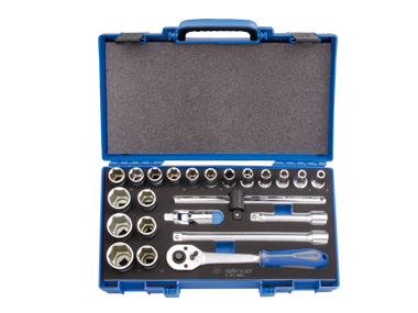 ZESTAW NASADEK 1/2" 23cz. KRÓTKIE 6-kąt. 8 - 32mm Z AKCESORIAMI King Tony 4523MRV01