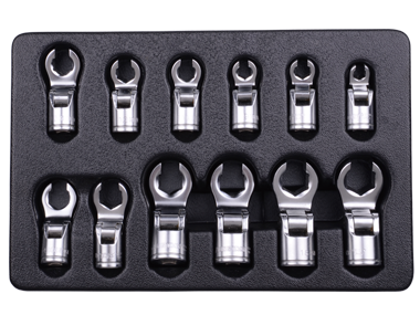 ZESTAW NASADEK PRZEGUBOWYCH DO PRZEWODÓW HAMULCOWYCH 3/8'' 12 CZ. 8 - 19mm, WYTŁOCZKA DO WÓZKA King Tony 9-3612MR
