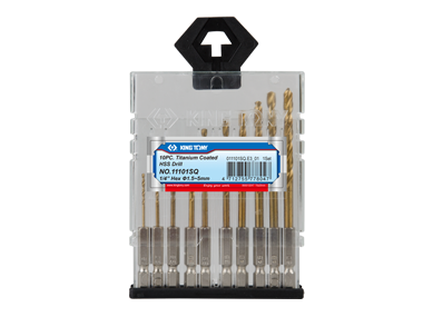 ZESTAW WIERTEŁ 1/4" HSS 1.5mm - 5mm, W POWŁOCE TYTANOWEJ, 10 SZT. King Tony 11101SQ