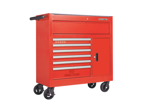 WÓZEK WARSZTATOWY 7 SZUFLAD + BOCZNA SZAFKA (BEZ NARZĘDZI) – CZERWONY King Tony 87439-7B
