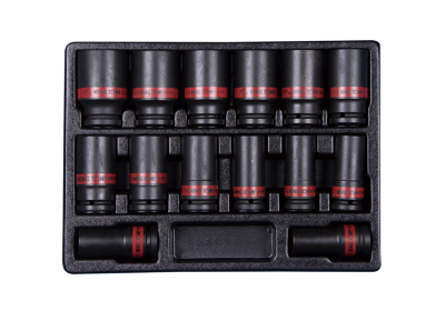 ZESTAW NASADEK UDAROWYCH 3/4" 14cz. DŁUGIE 6-kąt. 3/4" - 1-5/8", WKŁAD Z PIANKI, DO WÓZKA King Tony 9-6414SP