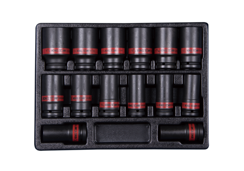 ZESTAW NASADEK UDAROWYCH 3/4" 14cz. DŁUGIE 6-kąt. 3/4" - 1-5/8", WKŁAD Z PIANKI, DO WÓZKA King Tony 9-6414SP