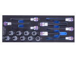 ZESTAW NASADEK 1/2'' 17 cz. KRÓTKIE TORX T20 - T60, DŁUGIE SPLINE M8 - M14, WKŁAD Z PIANKI, DO WÓZKA King Tony 9-4147PRV