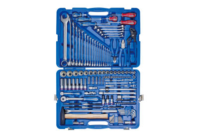 ZESTAW NASADEK 1/4''+ 1/2'' 128cz. 4-32mm 12-kąt. Z AKCESORIAMI, CHROM+NARZĘDZIA UNIWERSALNE W WALIZCE King Tony 7028MR