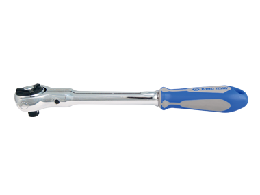 GRZECHOTKA 3/8'' Z RUCHOMĄ GŁOWICĄ 72 ZĘBY, Z PRZYCISKIEM, 235mm, UCHWYT GUMOWY King Tony 3752-09G