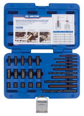 ZESTAW WIERTEŁ I KLUCZY DO USZKODZONYCH ŚRUB, 25 SZT. King Tony 11225SQ