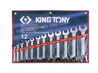 ZESTAW KLUCZY PŁASKICH 12cz. CALOWE 1/4 - 1.1/4'' King Tony 1112SR