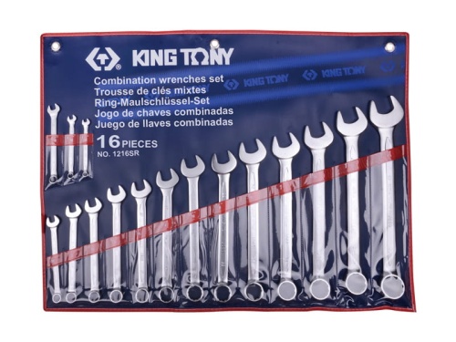 ZESTAW KLUCZY PŁASKO-OCZKOWYCH 16cz. CALOWE 1/4" - 1-1/4'' King Tony 1216SR