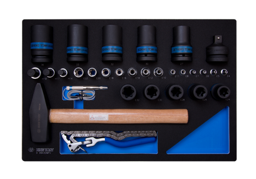 ZESTAW NASADEK + MŁOTEK + REDUKCJA + PRÓBNIK + KLUCZ DO FILTRÓW, 30 CZ. WKŁAD Z PIANKI DO WÓZKA King Tony 9-99430MFV