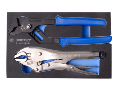 SZCZYPCE ''MORS'' OKRĄGŁE SZCZĘKI 254mm, + SZCZYPCE NASTAWNE 7-POZ. 253mm, WKŁAD Z PIANKI DO WÓZKA King Tony 9-40102GPV