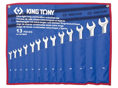 ZESTAW KLUCZY PŁASKO-OCZKOWYCH WYDŁUŻONYCH 13cz. 8 - 24mm King Tony 12A3MRN