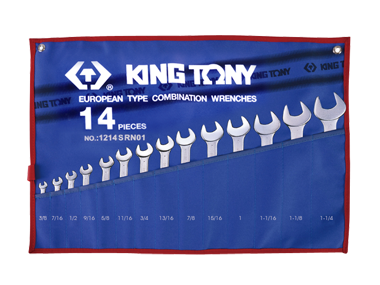 ZESTAW KLUCZY PŁASKO-OCZKOWYCH 14cz. CALOWE 3/8" - 1-1/4'' King Tony 1214SRN01
