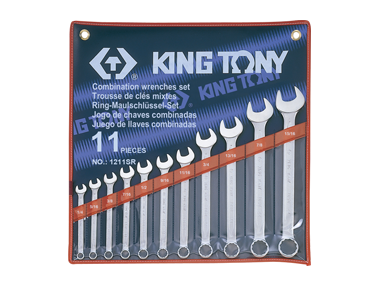 ZESTAW KLUCZY PŁASKO-OCZKOWYCH 11cz. CALOWE 1/4 - 15/16'' King Tony 1211SR