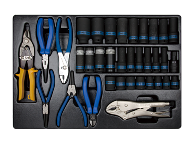 ZESTAW 35cz. NASADKI UDAROWE 1/2" 10 - 32mm + SZCZYPCE, WKŁAD DO WÓZKA King Tony 9-94435MP