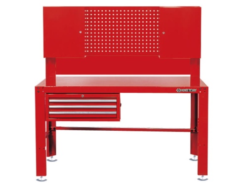 STÓŁ WARSZTATOWY 3 SZUFLADY, ŚCIANA PERFOROWANA, 2 SZAFKI King Tony 87502