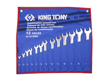 ZESTAW KLUCZY PŁASKO-OCZKOWYCH 13cz. CALOWE 1/4" - 1" King Tony 1213SRN