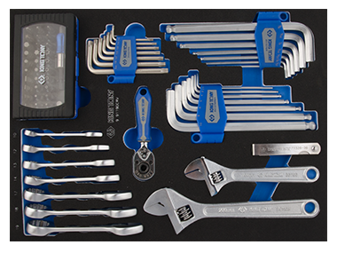 ZESTAW BITÓW + KLUCZE PŁASKO-OCZKOWE + AKCESORIA 90cz., WKŁAD Z PIANKI King Tony 9-91190CRV