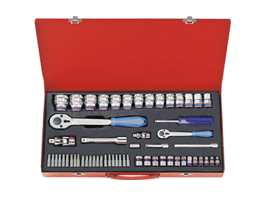 ZESTAW NASADEK 1/4" + 1/2" 58cz. 4 - 24mm 6-KĄT.+ BITY Z AKCESORIAMI King Tony 7558MR