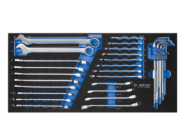 ZESTAW 31cz. KLUCZY PŁĄSKO-OCZKOWYCH 6-24mm, DO PRZEWODÓW HAMULCOWYCH 8-17mm, IMBUSÓW H1.5 - H10, WKŁAD Z PIANKI DO SKRZYNKI King Tony 9-91131MRV