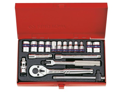 ZESTAW NASADEK 1/4'' 18cz. KRÓTKIE, 6/8-kąt. 4 - 12mm Z AKCESORIAMI King Tony 2519MR