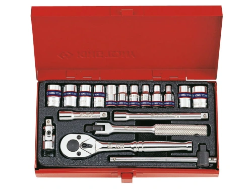 ZESTAW NASADEK 1/4'' 18cz. KRÓTKIE, 6/8-kąt. 4 - 12mm Z AKCESORIAMI King Tony 2519MR