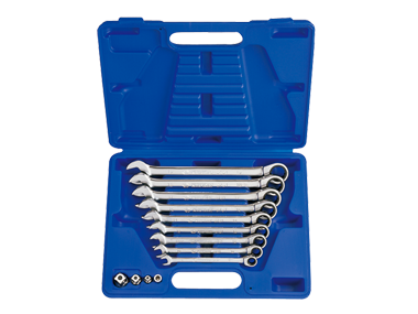 ZESTAW KLUCZY PŁASKO-OCZKOWYCH Z GRZECHOTKĄ JEDNOKIERUNKOWĄ 13cz. 8 - 19mm Z AKCESORIAMI King Tony 13113MR